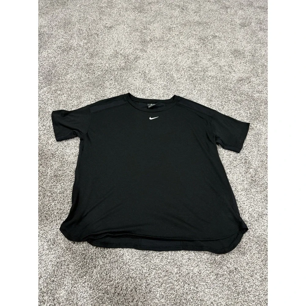 Nike Shirt‎ Womens black short sleeve mid swoosh summer Aeroadapt Size Small
